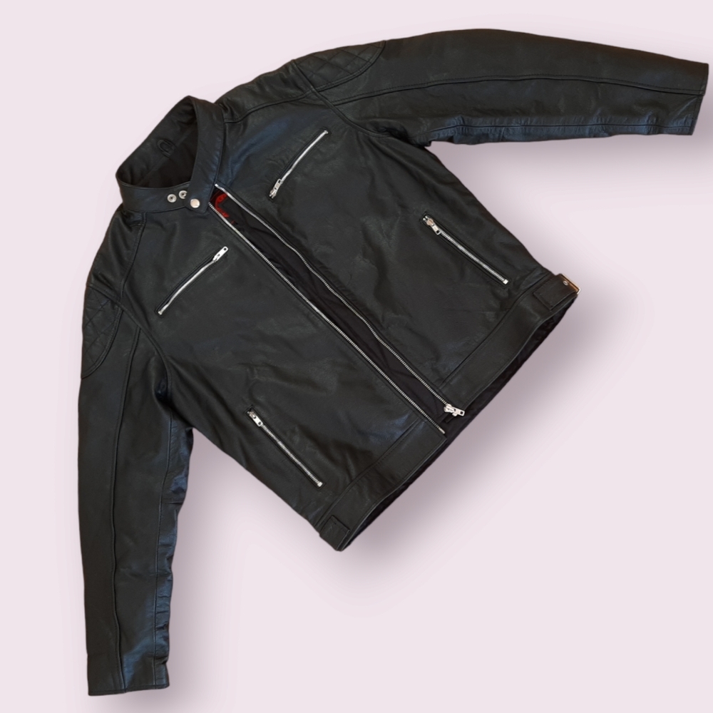 Cowhide Leather Jacket: XL Slim Fit